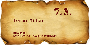 Toman Milán névjegykártya